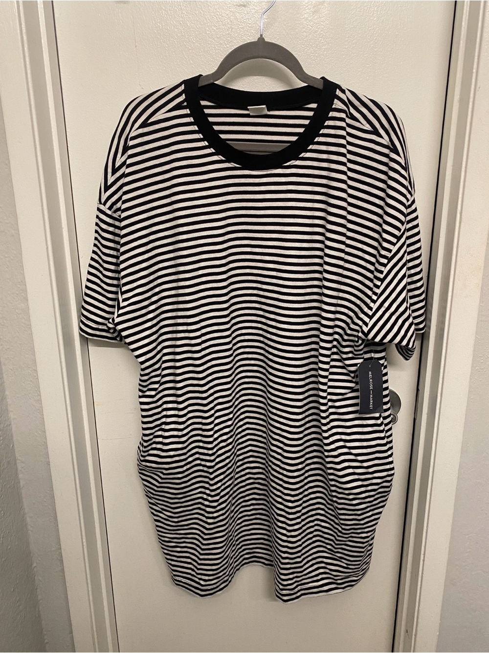 Black & White Striped T-Shirt Dress w/ Pockets